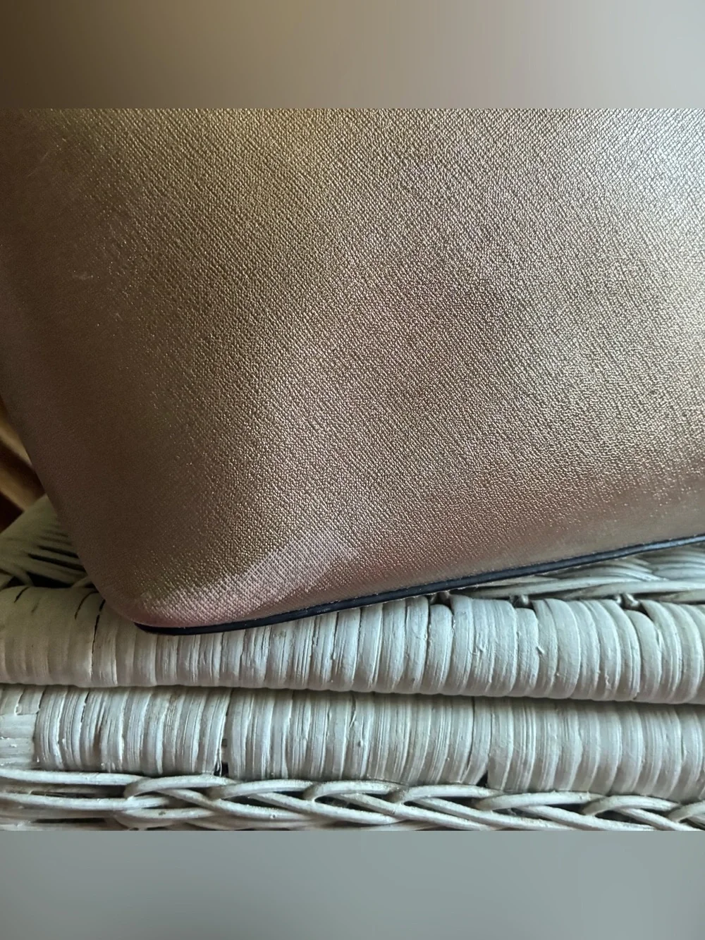 Kate Spade Metallic Rose Gold Zipper Tote Bag